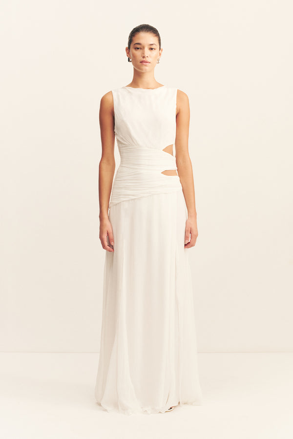 CLAUDE SIDE SPLIT MAXI DRESS - IVORY_F1