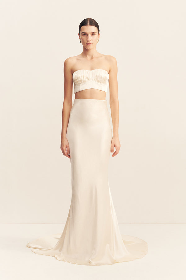 LA LUNE HIGH WAIST MAXI SKIRT - CREAM_F