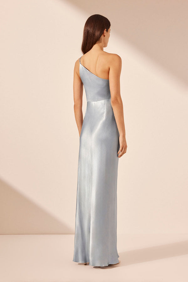 LA LUNE ASYMMETRICAL GATHERED MAXI DRESS - POWDER BLUE_B