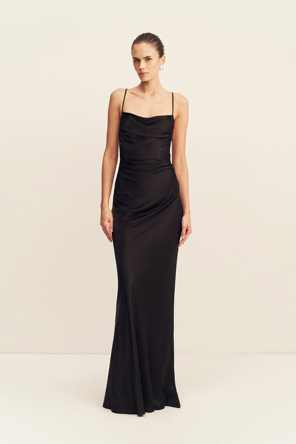 LA LUNE LACE BACK MAXI DRESS - BLACK_F