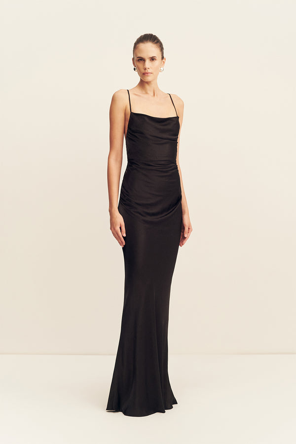 LA LUNE LACE BACK MAXI DRESS - BLACK