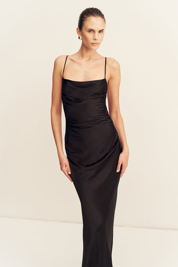 LA LUNE LACE BACK MAXI DRESS - BLACK