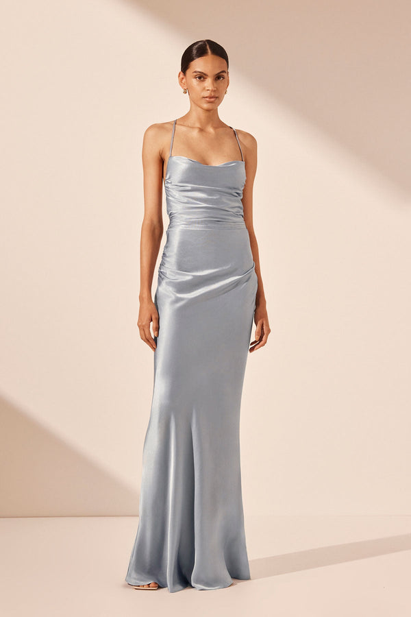 LA LUNE LACE BACK MAXI DRESS - POWDER BLUE_F