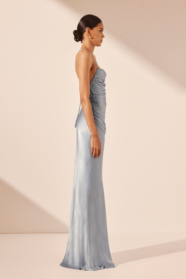 LA LUNE LACE BACK MAXI DRESS - POWDER BLUE_S
