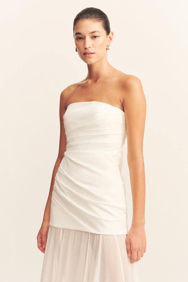 LUNAR STRAPLESS DRAPED MAXI DRESS - WHITE/IVORY_D