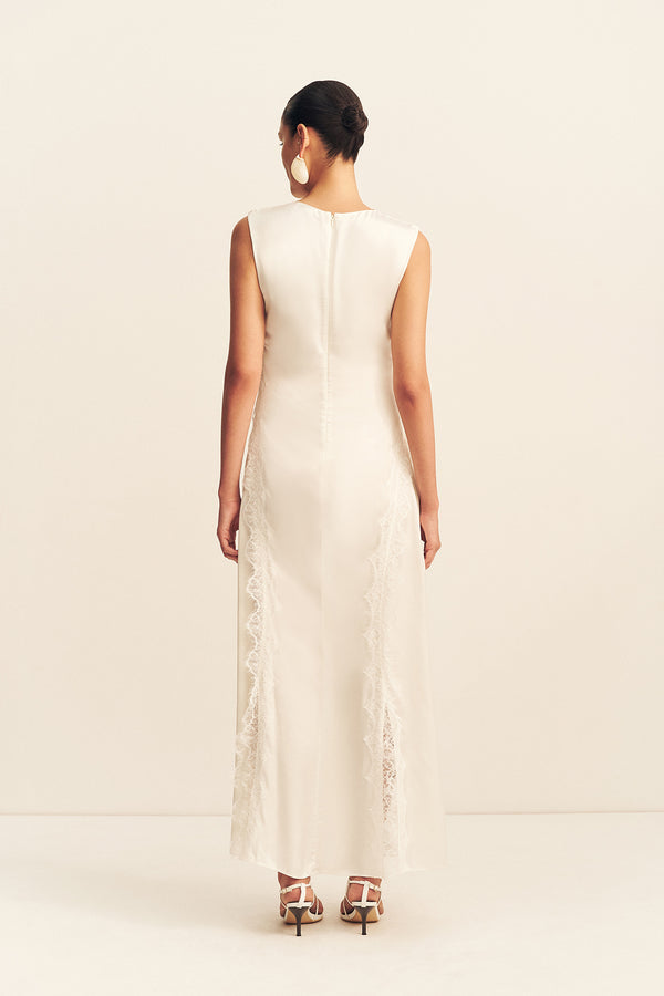 ALLEGRA LACE PANELLED MAXI DRESS - IVORY