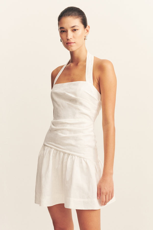 GIGI HALTER DRAPED MINI DRESS - IVORY