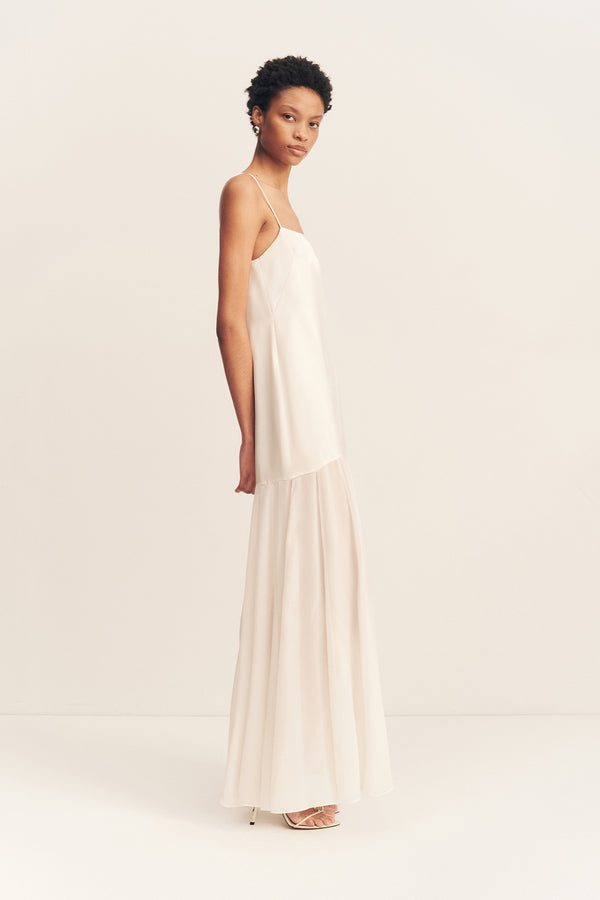 MORAYA DROPPED WAIST MAXI DRESS - IVORY_S