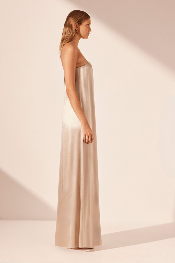 LA LUNE STRAPLESS COLUMN MAXI DRESS - GOLD_S