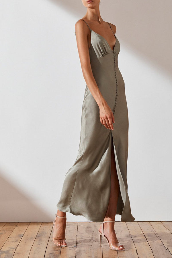 LA LUNE BIAS SLIP DRESS - SAGE_A