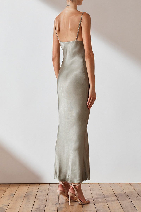 LA LUNE BIAS SLIP DRESS - SAGE_B