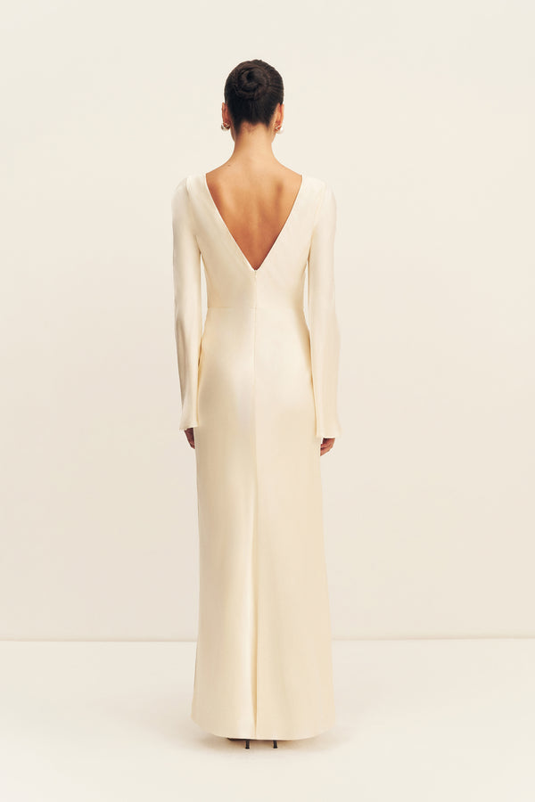 La Lune Flared Sleeve Side Split Midi Dress | Cream | Dresses | Shona Joy La Lune Flared Sleeve Side Split Midi Dress | Cream | Dresses | Shona Joy