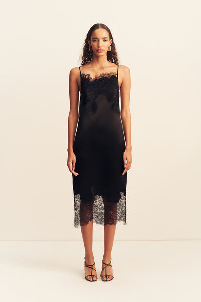 Lucia Lace Slip Midi Dress | Black | Dresses | Shona Joy