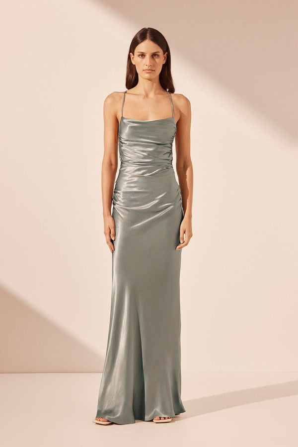 LA LUNE LACE BACK MAXI DRESS - SAGE_F