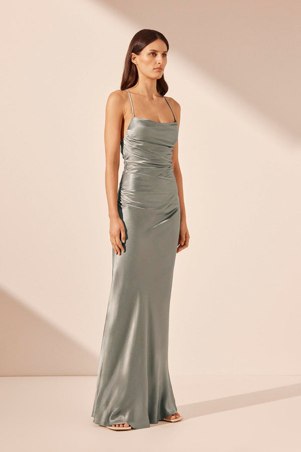 LA LUNE LACE BACK MAXI DRESS - SAGE_A