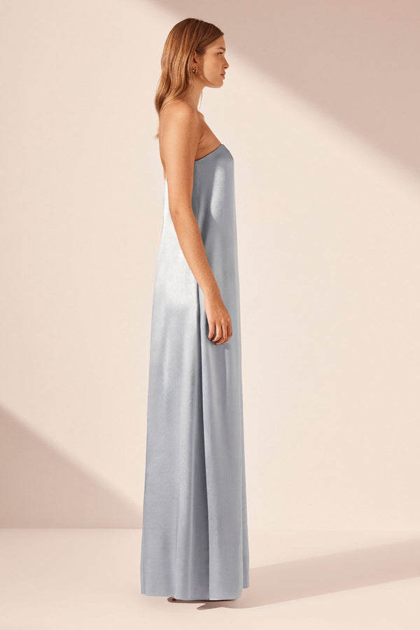 LA LUNE STRAPLESS COLUMN MAXI DRESS - POWDER BLUE_S