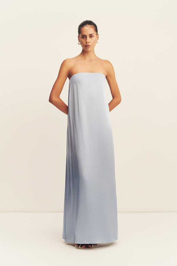 LA LUNE STRAPLESS COLUMN MAXI DRESS - POWDER BLUE_F