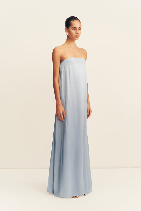 LA LUNE STRAPLESS COLUMN MAXI DRESS - POWDER BLUE