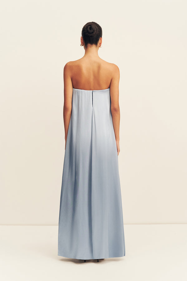 LA LUNE STRAPLESS COLUMN MAXI DRESS - POWDER BLUE