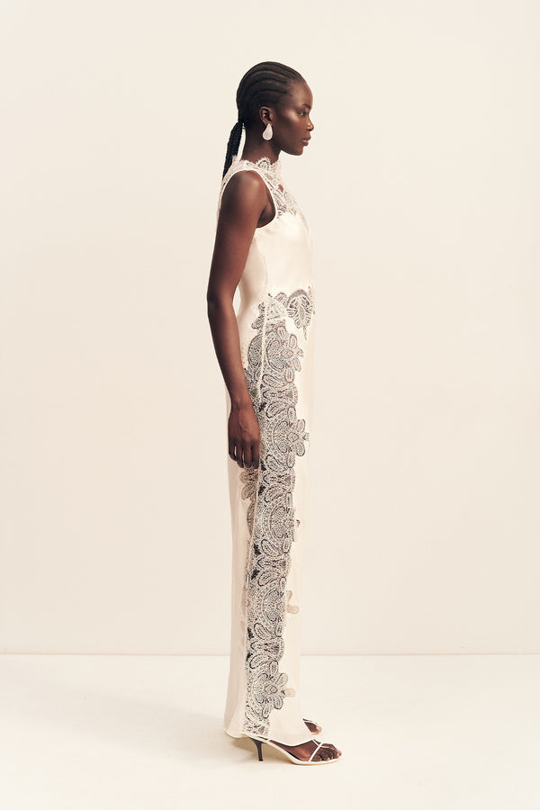 STRATUS LACE HIGH NECK MAXI DRESS - IVORY