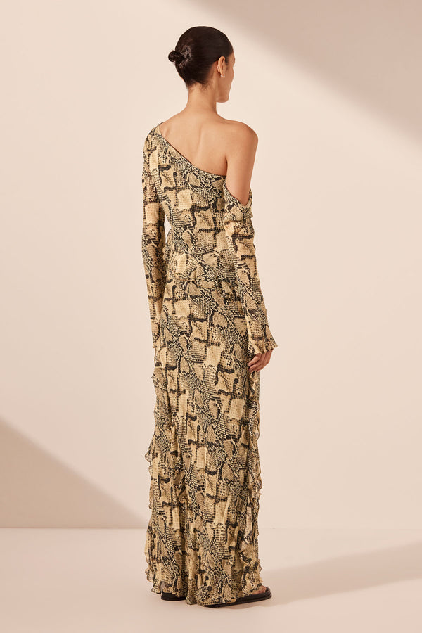 HADIYA ASYMMETRICAL LONG SLEEVE RUFFLE MAXI DRESS_B