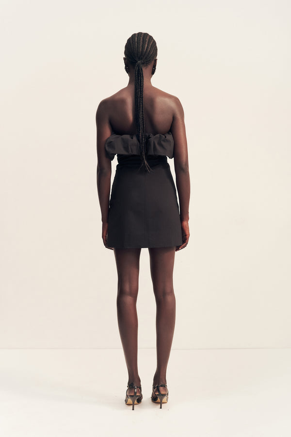 CAMPBELL STRAPLESS BUBBLE MINI DRESS - BLACK