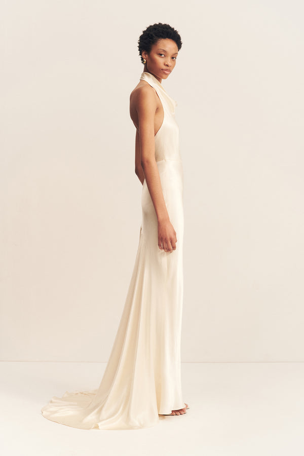 knee length dresses for ladies La Lune High Neck Bias Maxi Dress main image 0