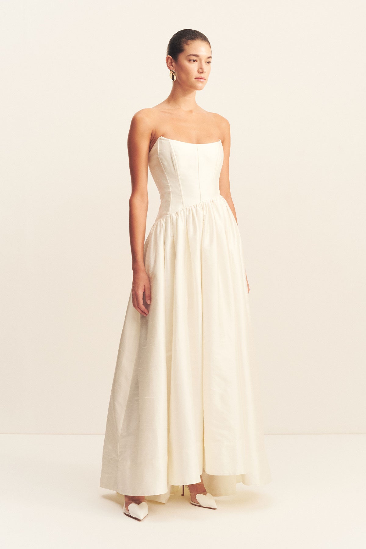 ワンピース YILON MADE Romantic bustier dress IVORY Josephine Maxi Dress - Ivory