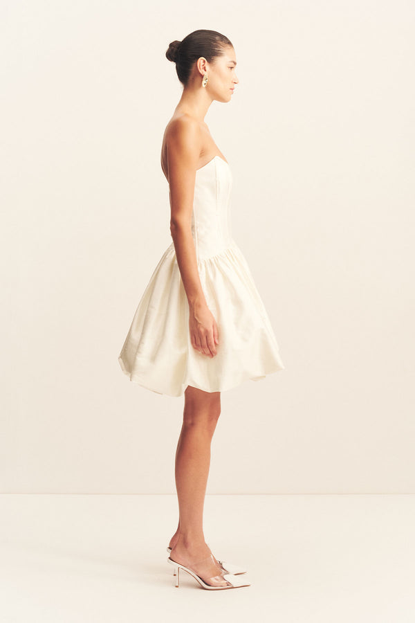 lucero silk panelled maxi dress ivory In Process Lucero Silk Draped Corset Split Maxi Dress. Crafted from a 100% pure silk, Dupion, discover the statement silhouette with elegant side splits and contoured bodice. Shop the latest bridal