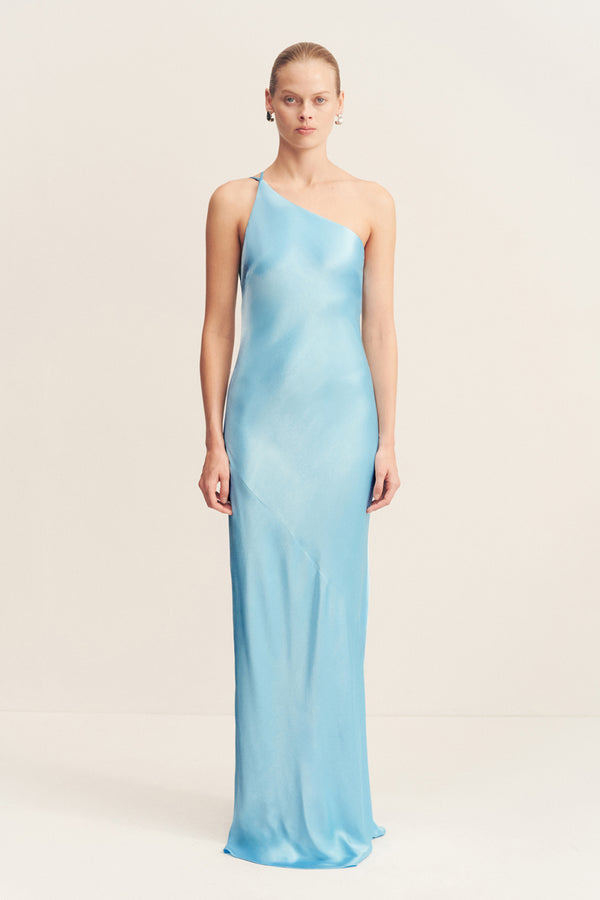 LA LUNE ONE SHOULDER COWL BACK MAXI DRESS - ICEBERG BLUE_F