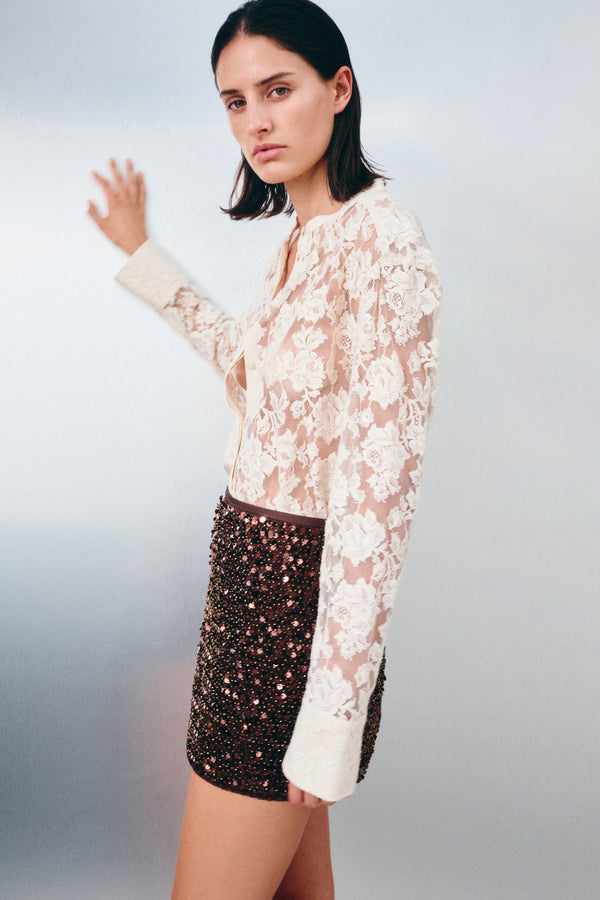 EVERLY MINI SKIRT - CHESTNUT