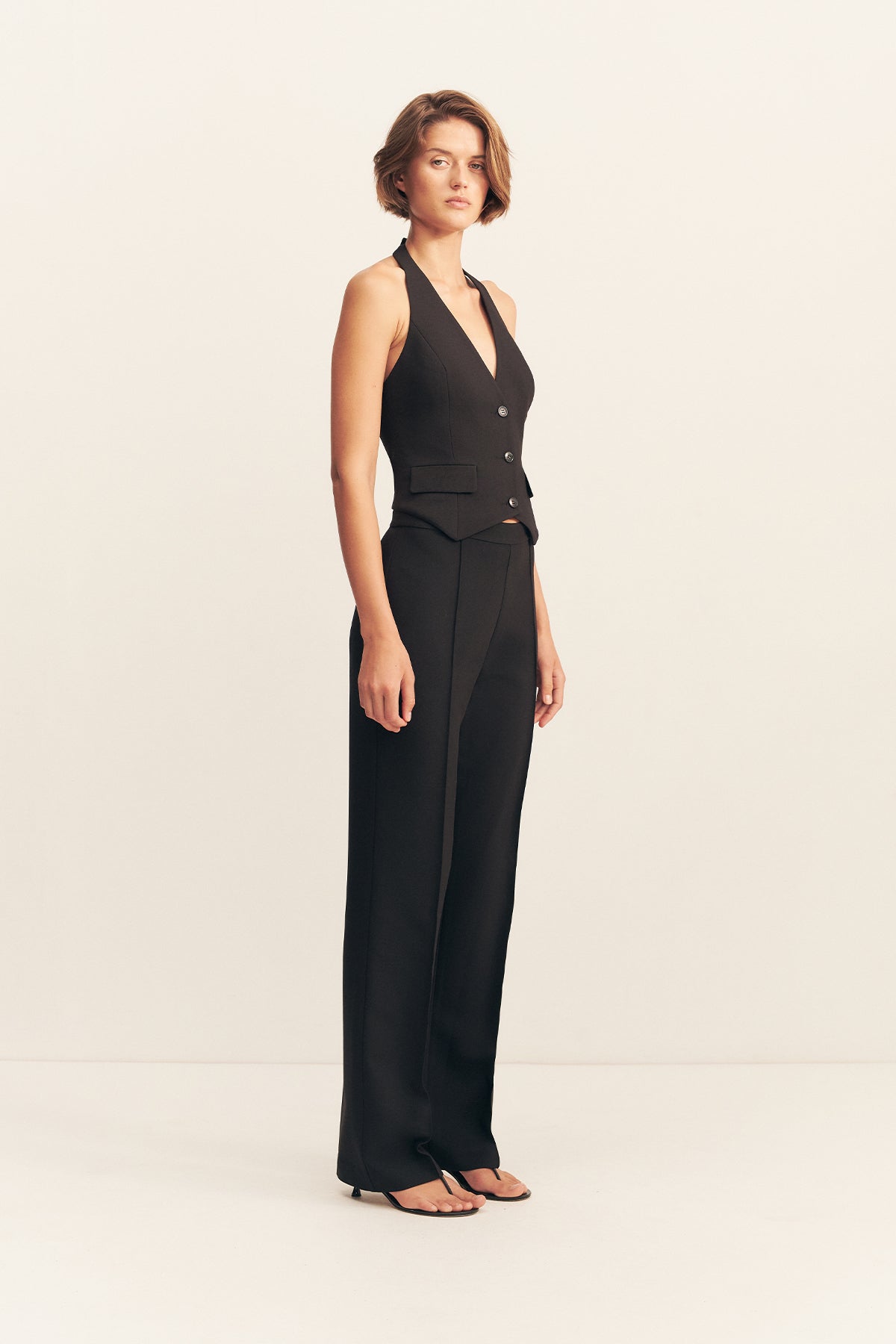 IRENA HALTER NECK VEST - BLACK_A