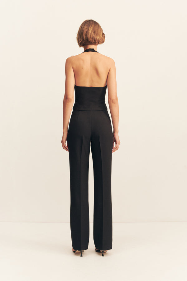 IRENA STRAIGHT LEG PINTUCK PANT - BLACK_B