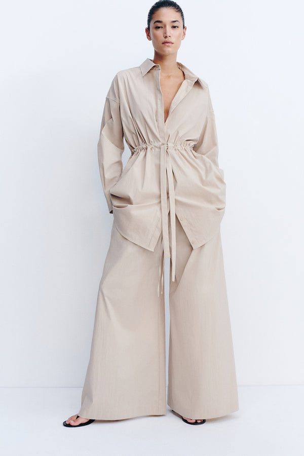 CAMPBELL WIDE LEG PANT - OAT MILK