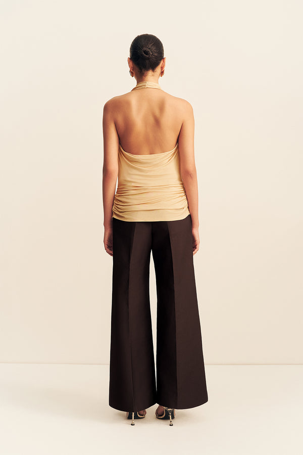 MIRO SLINK JERSEY COWL TOP - SAND