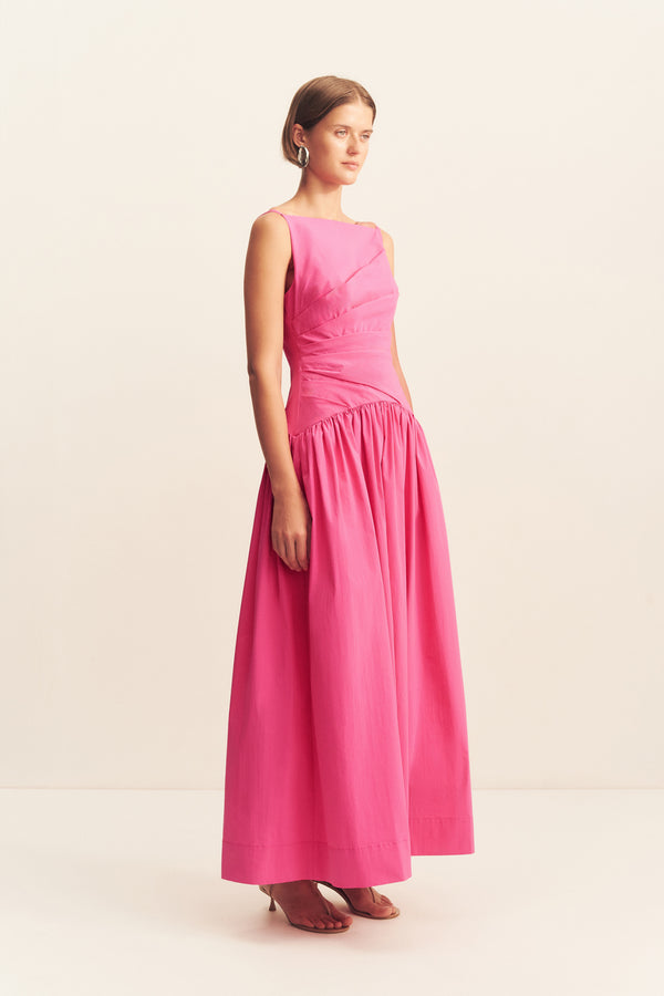 CAMPBELL SQUARE NECK MAXI DRESS - VIVID PINK