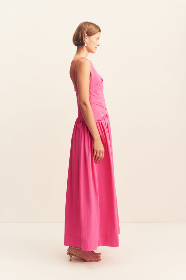 CAMPBELL SQUARE NECK MAXI DRESS - VIVID PINK