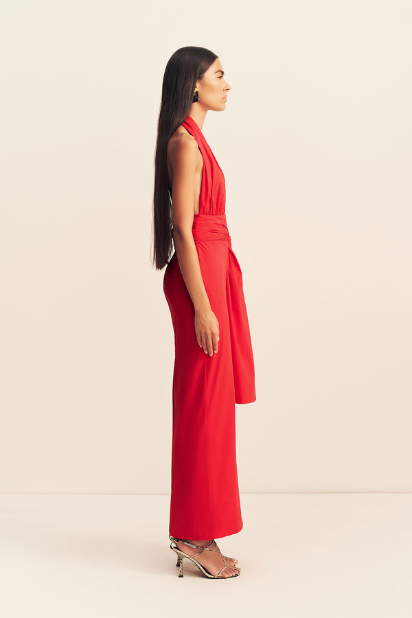 CAMPBELL HALTER PLUNGED MAXI DRESS - GOJI