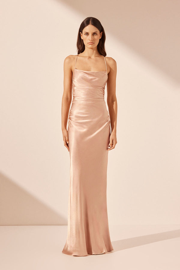 LA LUNE LACE BACK MAXI DRESS - DESERT ROSE_F