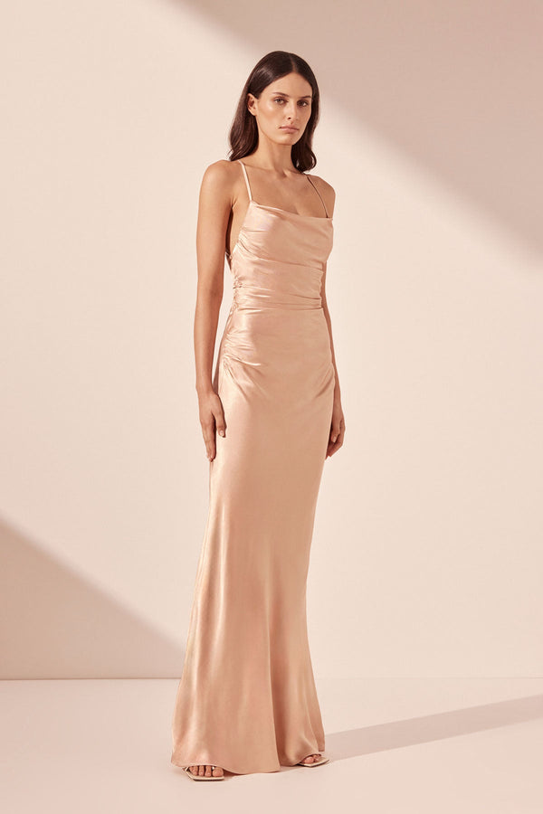 LA LUNE LACE BACK MAXI DRESS - DESERT ROSE_A