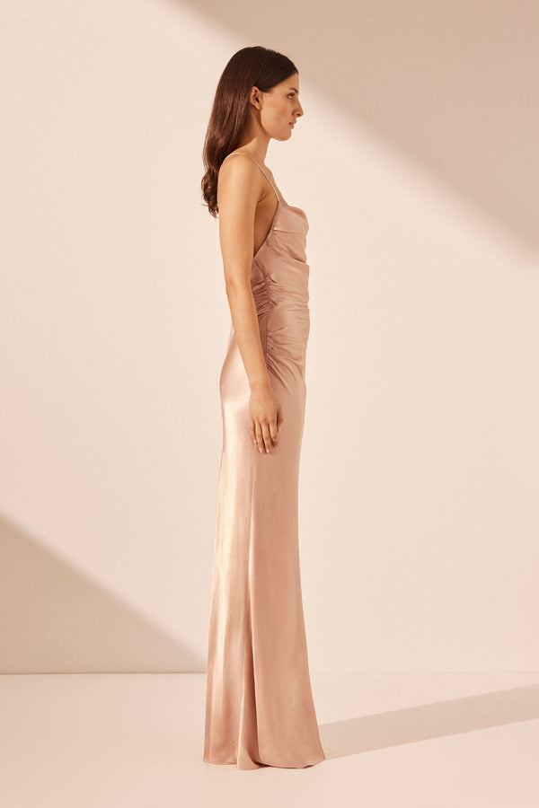 LA LUNE LACE BACK MAXI DRESS - DESERT ROSE_S