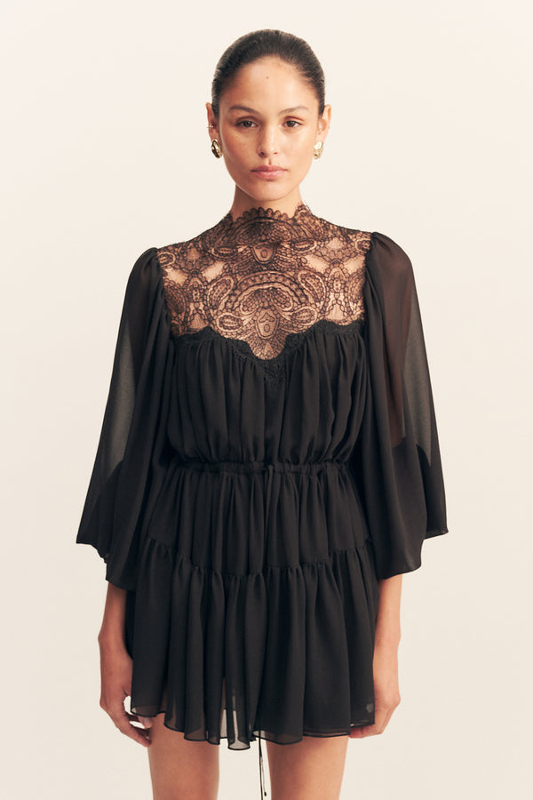 EMORY LONG SLEEVE MINI DRESS - BLACK_D
