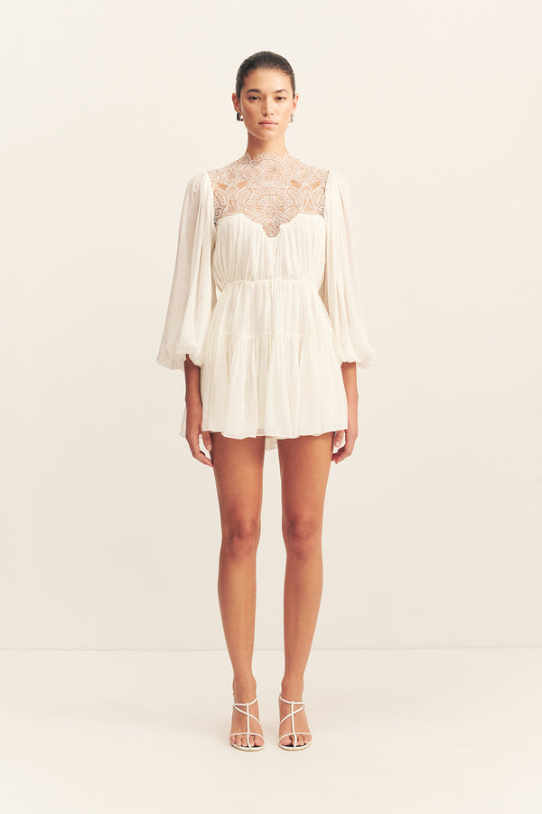 EMORY LONG SLEEVE MINI DRESS - IVORY_F