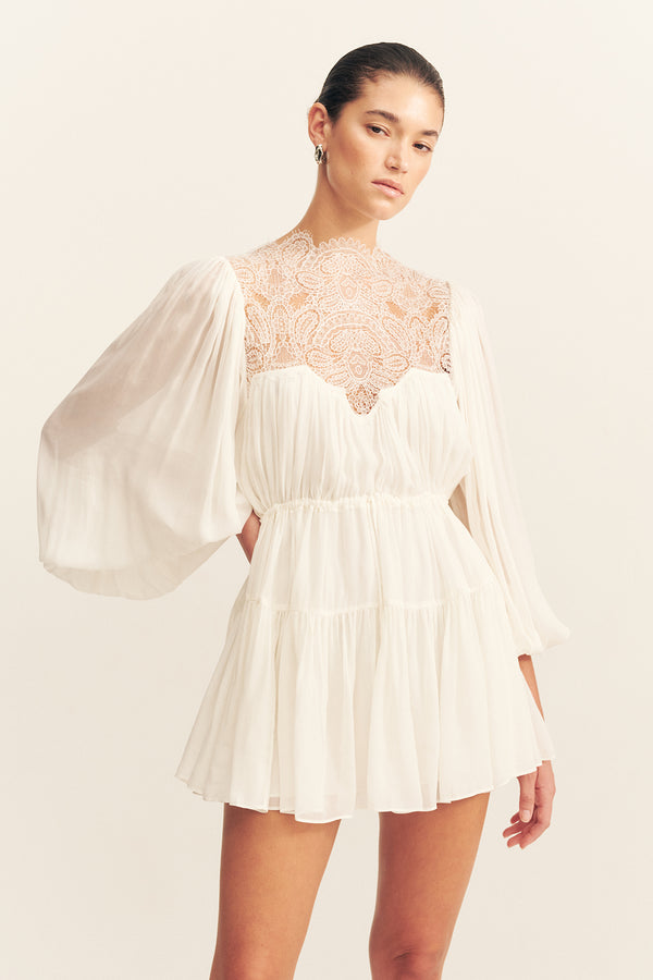 EMORY LONG SLEEVE MINI DRESS - IVORY_D