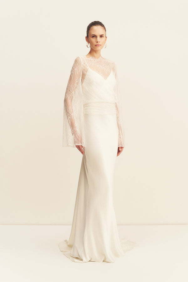 LAMBENT LACE LONG SLEEVE TIE TOP
