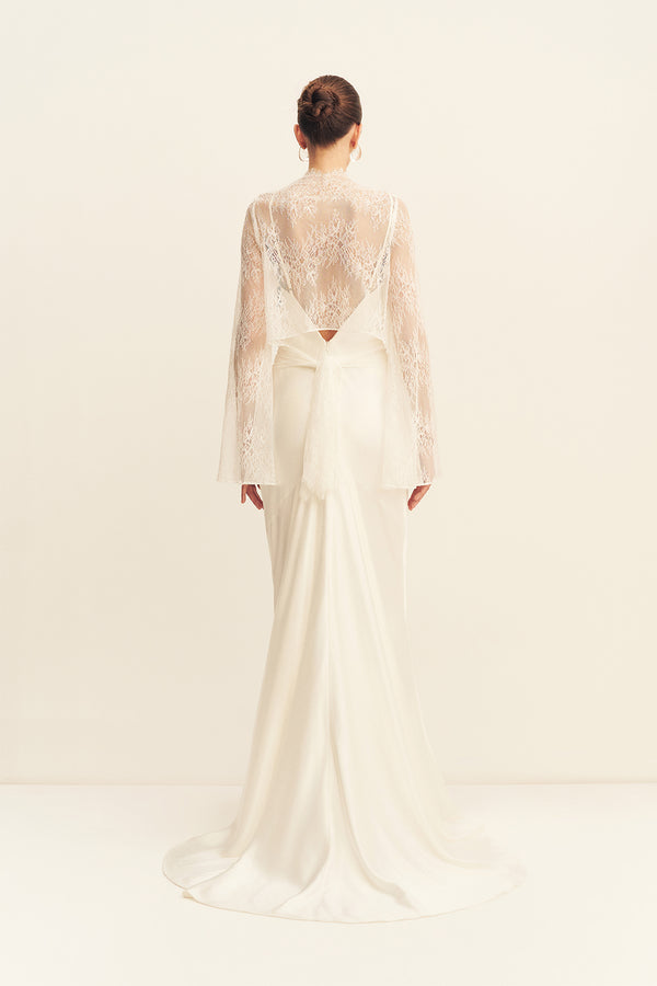 LAMBENT LACE LONG SLEEVE TIE TOP