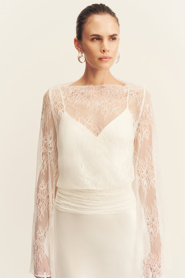 LAMBENT LACE LONG SLEEVE TIE TOP