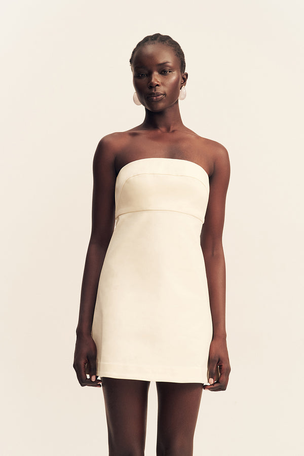 LANI STRAPLESS MINI DRESS - RICE
