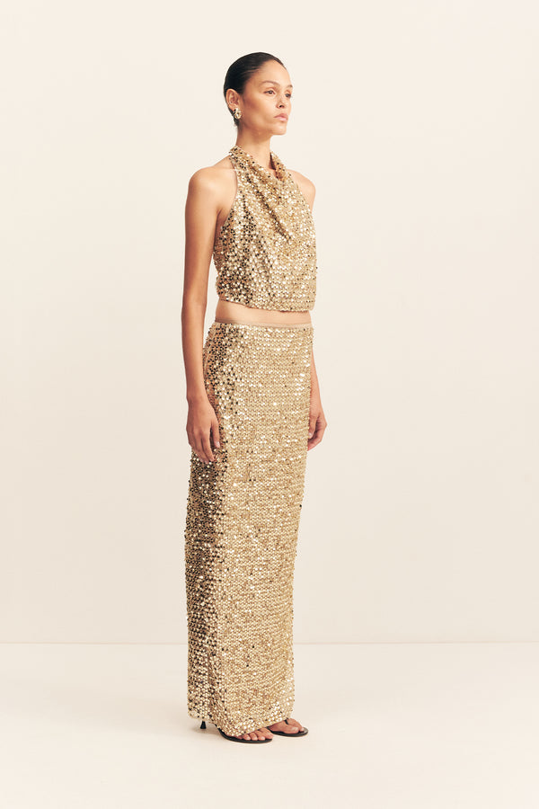 BRIA LOW RISE MAXI SKIRT - GOLD_A