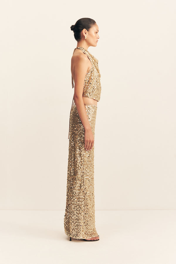 BRIA LOW RISE MAXI SKIRT - GOLD_S